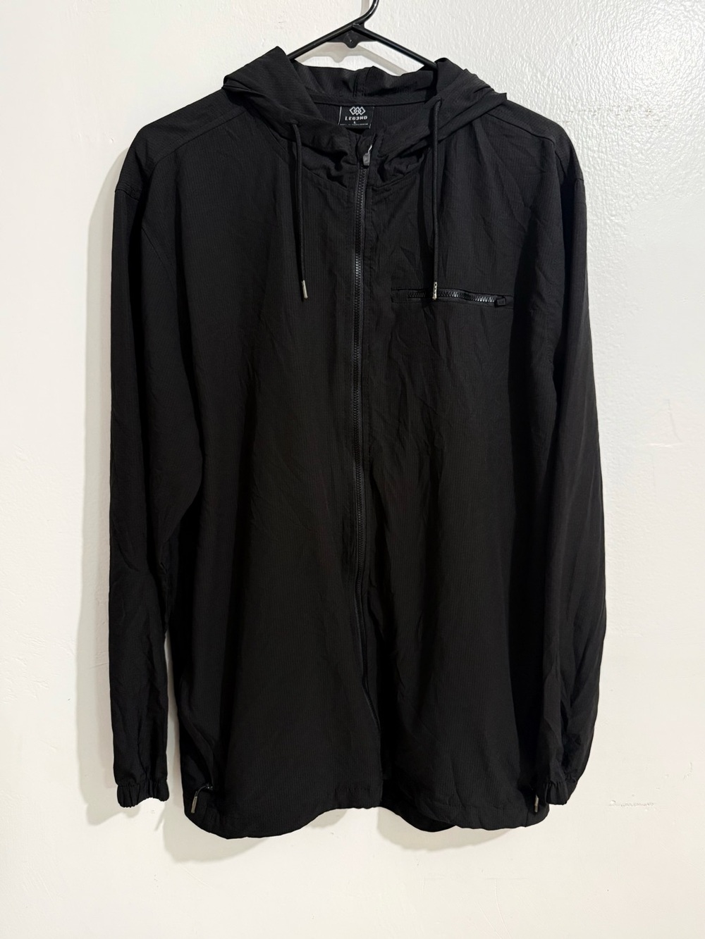 LEG3ND Men’s Black Full Zip Activewear Hooded Long Sleeve Jacket Size L